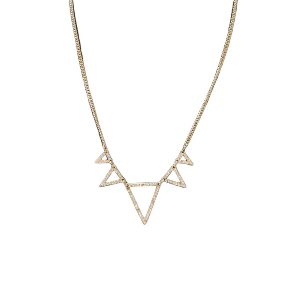 Gold Rhinestone Triangle Necklace